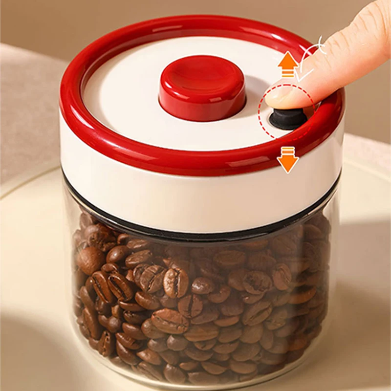 جرة تخزين حبوب القهوة والشاي، مكنسة كهربائية محكمة الغلق، زجاج بوروسيليليك مرتفع مع شفط مكنسة كهربائية
