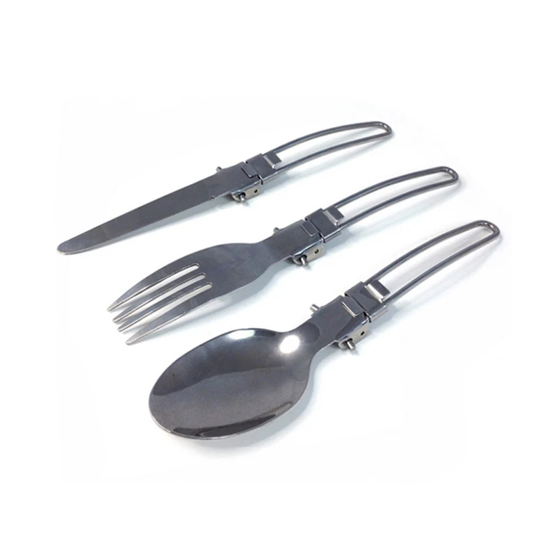 

3pcs/set Folding Cutlery Stainless Steel Dinnerware Portable Foldable Knife Fork And Spoon Camping Utensils Tableware