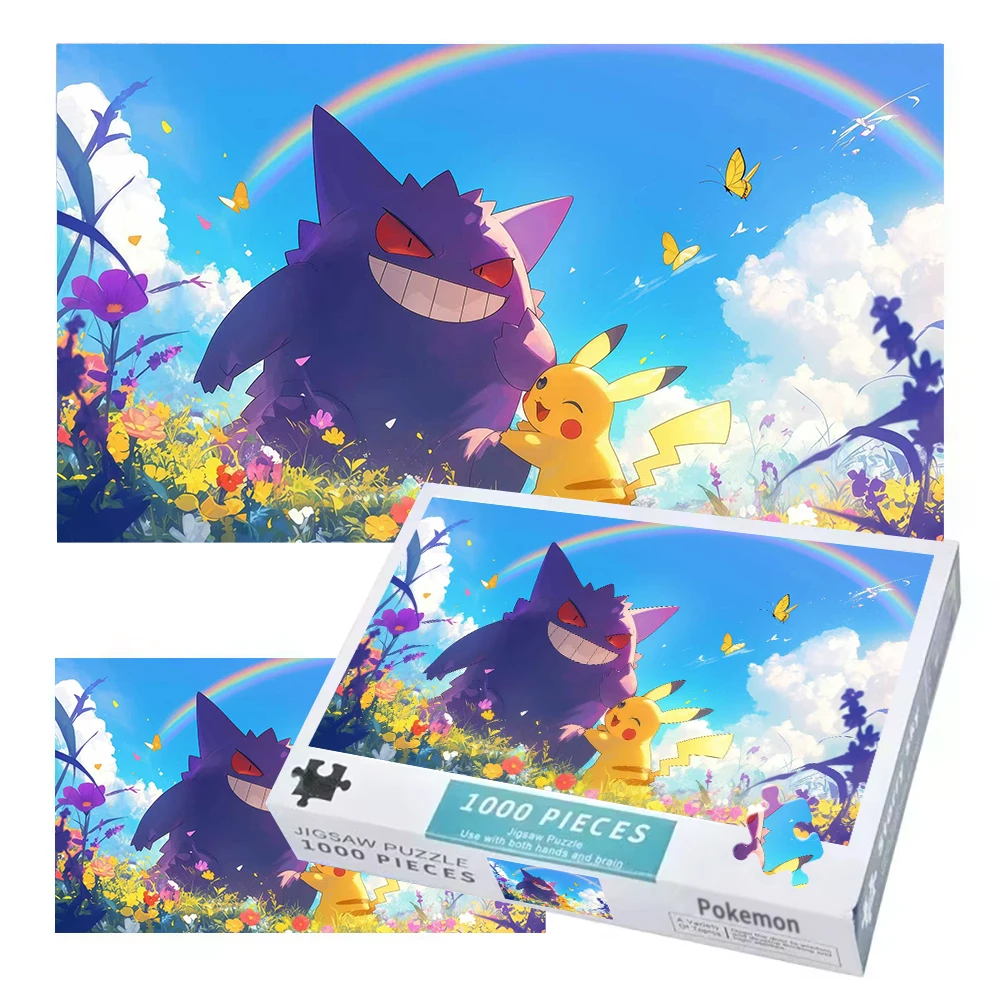 

Деревянная головоломка Pokemon Gengar, развивающая игрушка для детей, детские игры, 1000 элементов, игрушки-пазлы, рождественский подарок, 50X70 см