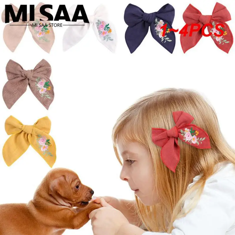 1~4PCS Embroidered Hair Clip Bow Fashion The Perfect Gift Exquisite Craftsmanship Hairpin/side Clip Ribbon Hairpin Headwear