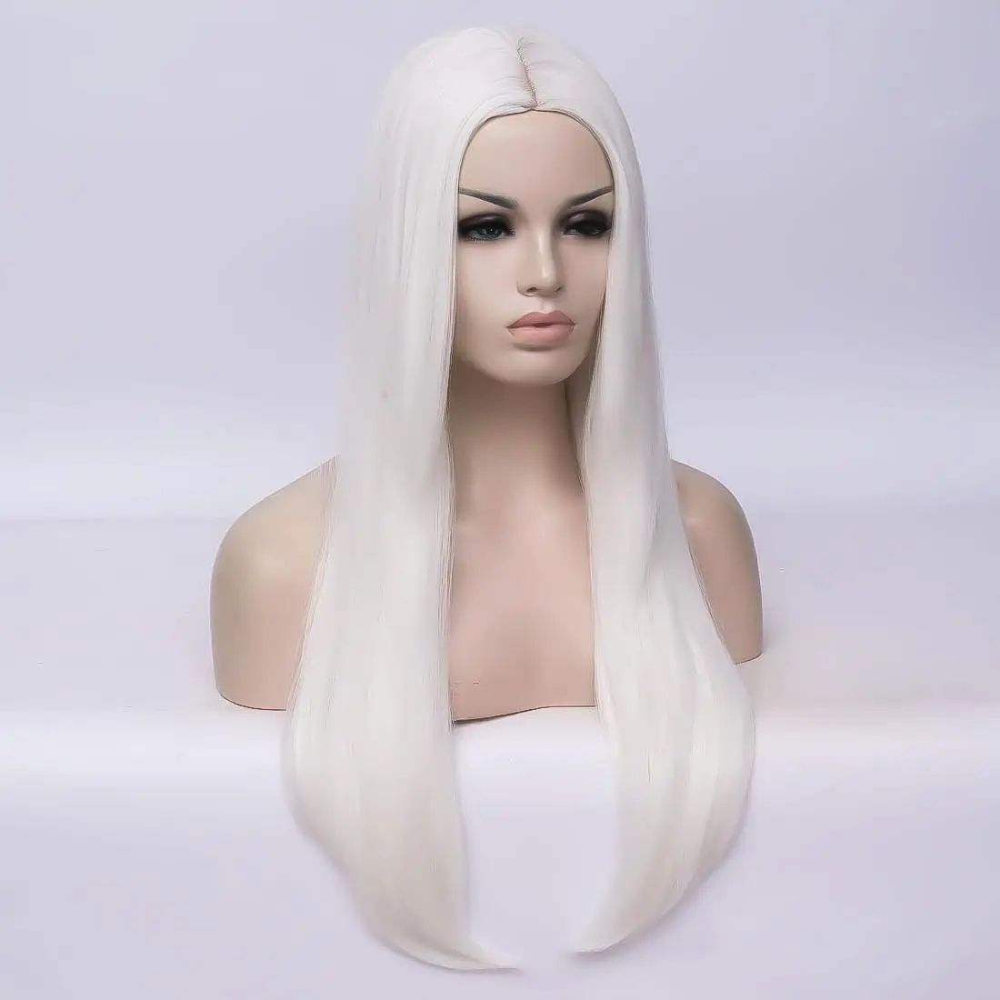 Long White Straight Wig White Hair Wig for Women Heat-resistant to Reuse  White Hair Wigs Halloween Cosplay Costume Party Wig