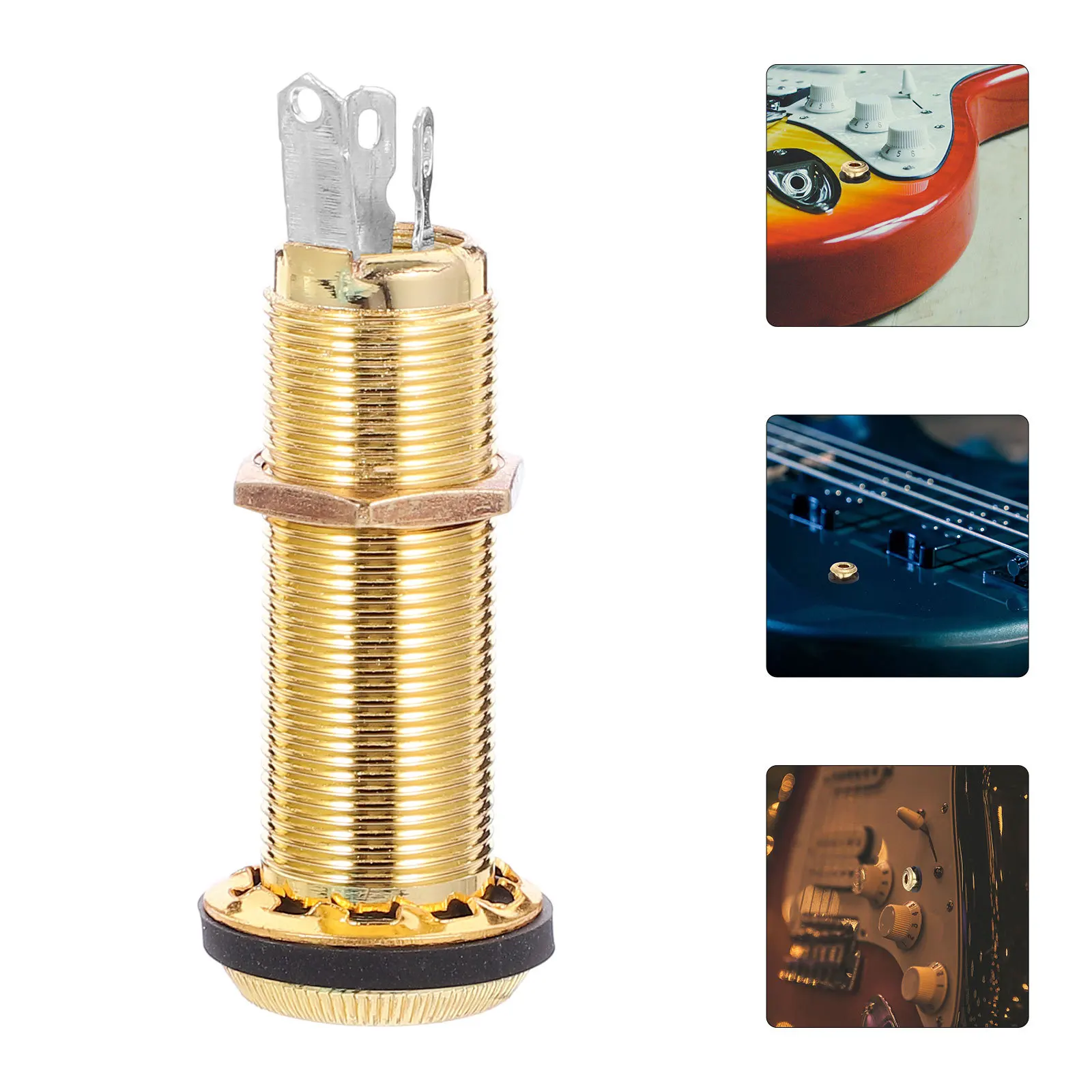 

Flush Mount Metal Output Jack Socket Golden Plated Output Plug Electric Guitar Bass Accessory Replacement Fix Noisy Jack