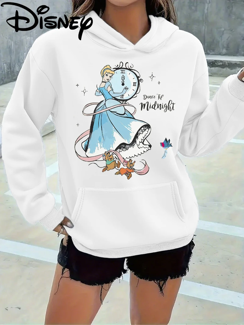 ديزني سندريلا الكرتون هوديي كريستال إكسسوارات أحذية موضة جديدة نمط النسيج لينة آلة قابل للغسل