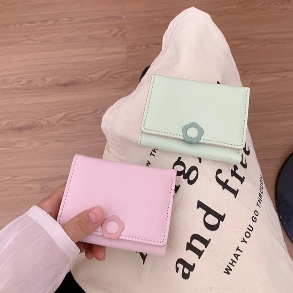 Moda couro do plutônio flor carteira curta multifuncional moeda bolsa dobrável multi-cartão saco de cartão de banco titular do cartão de viagem