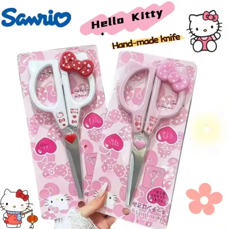 Tijeras artesanales con diseño de dibujos animados de Sanrio, tijeras creativas de papelería con diseño de HelloKitty, ideales para fiestas estudiantiles.