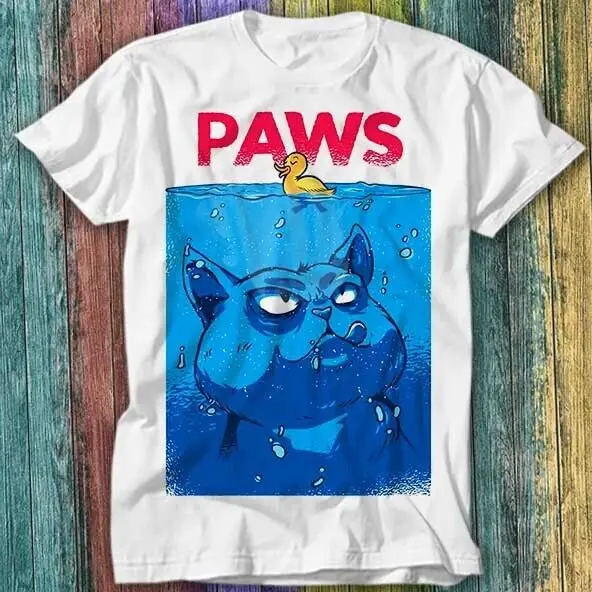 Paws Jaws Cat Kitten Duck Anime Poster Parody T Shirt Top Tee 284