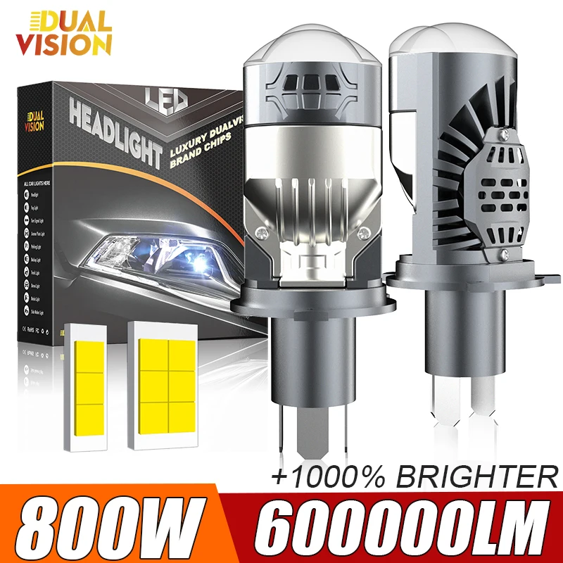 

H4 Авто Лампа Мини Линза Светодиодные H4 Лампы Фара 600000LM Автомобиль Мотоцикл Привет/ближний луч Двойной проектор Len LED Автомобильный Мото 12 В 24 В