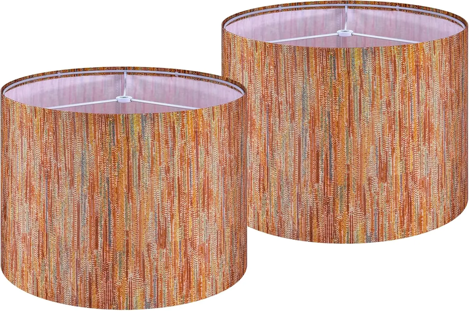 

Set of 2 Stripe Drum Lamp Shades Chroma Red- 13"x13"x10" (Spider) - Bohemia Style Replacement Lampshade for Table, Floor