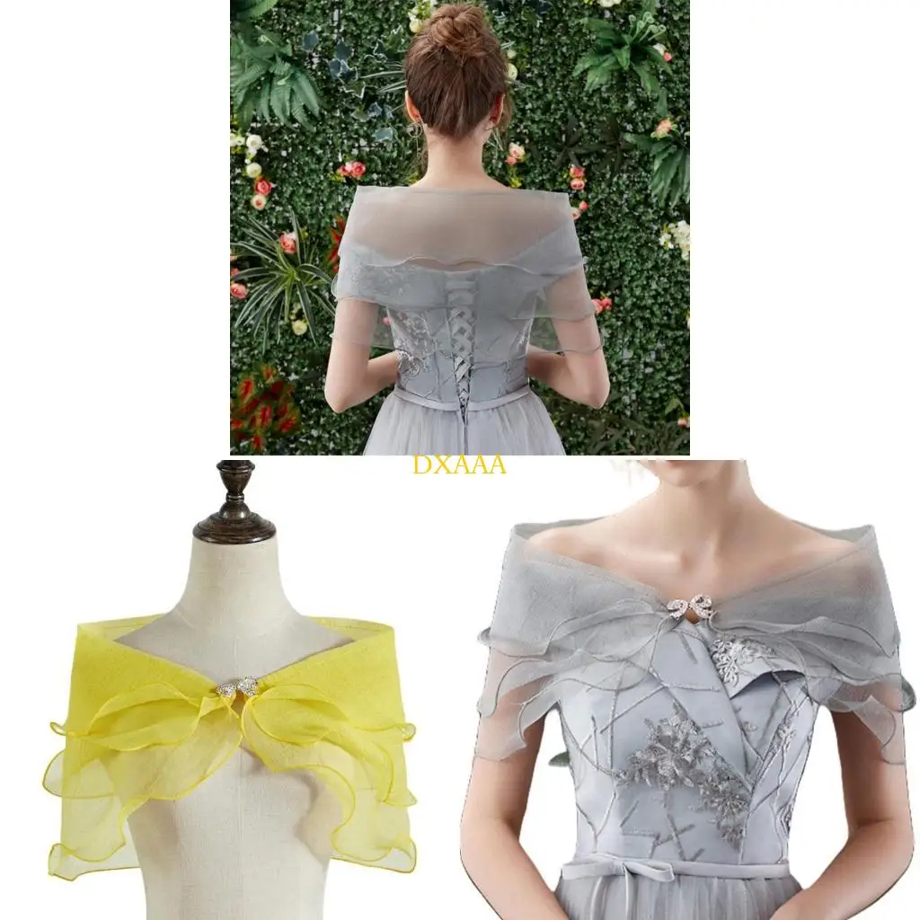 

DXAA Fashion Tulle Shawl Lace Shrug Shoulder Wrap Bridal Wedding Capelet Elegant Evening Dress Shawl Party Shawl for Banquet