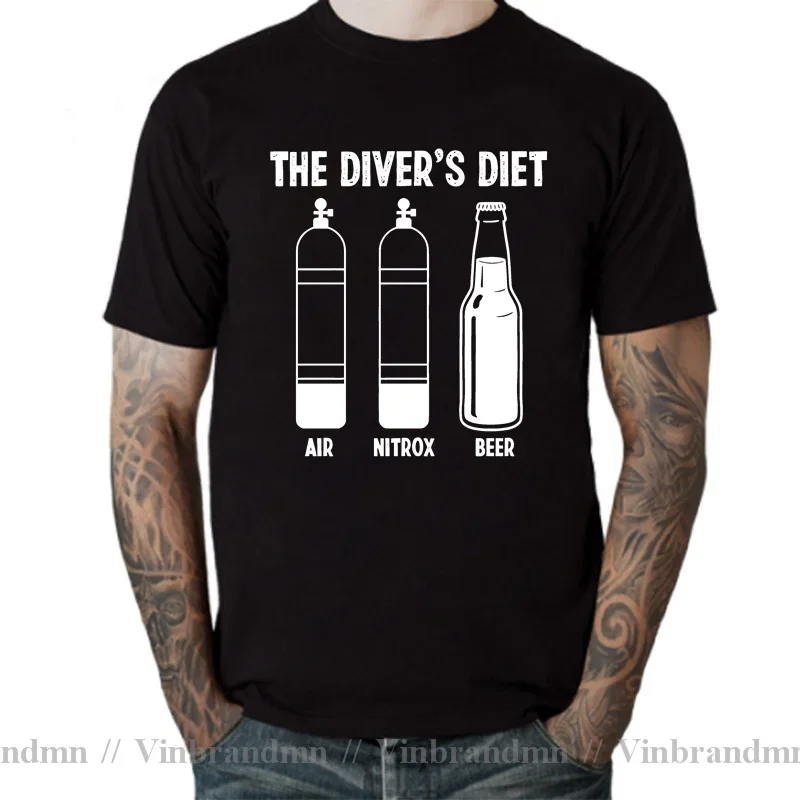 Funny Scuba Diving T-Shirt The Divers Diet Snorkeling Diver T Shirt men Fashion Summer Scuba Dive Tee Shirt Boys Tshirt Camiseta