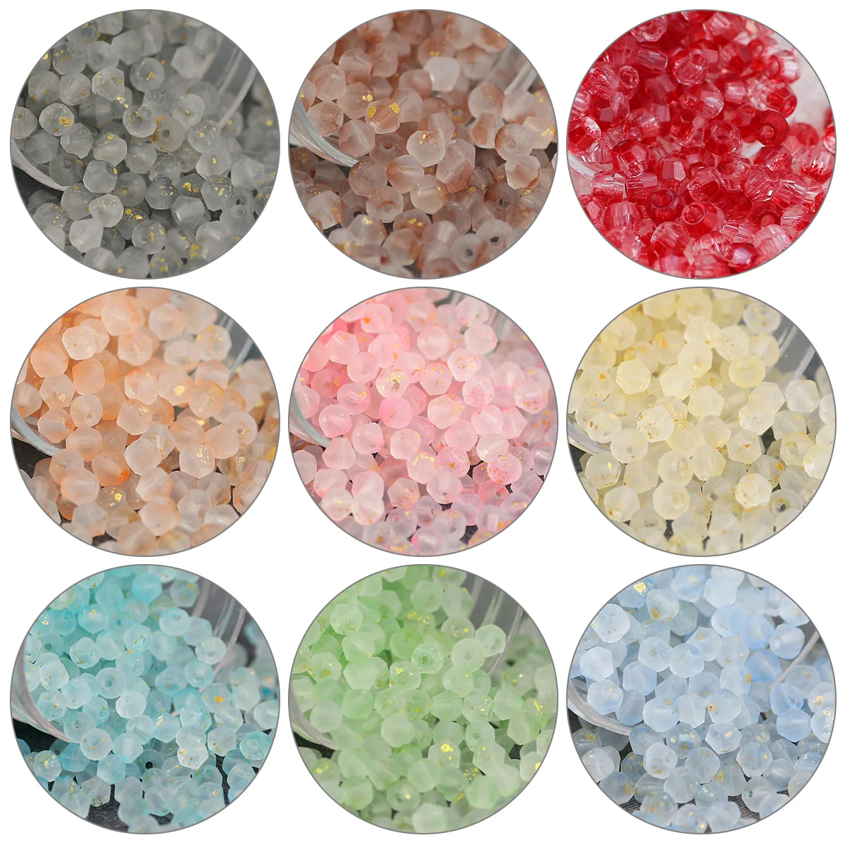 250Pcs 4mm Glass Bicone Beads Matte Faceted Loose Spacer Beads for Jewelry Making DIY Bracelets Charms Phone Chain Materials