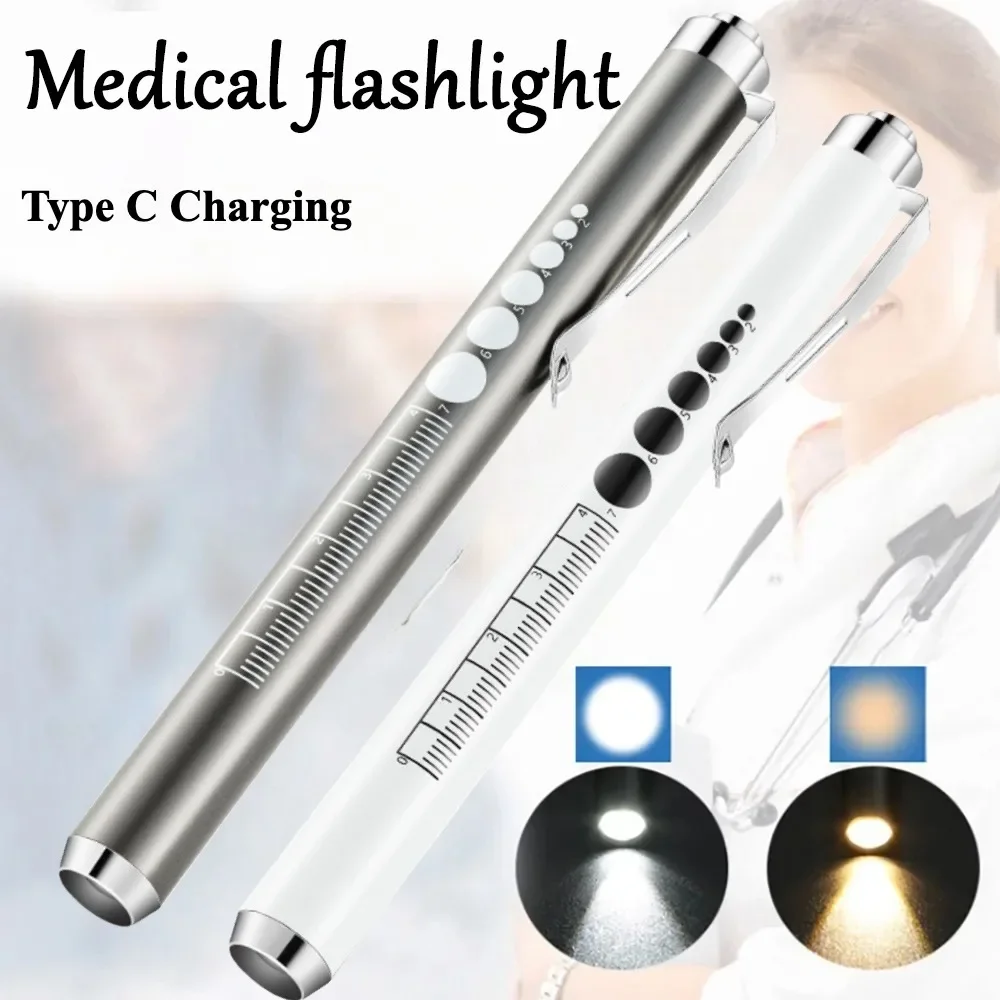 

Mini Portable Medical Handy LED Pen Light Medical First Aid Built-In Battery Flashlight with Pupil Gauge Measurements