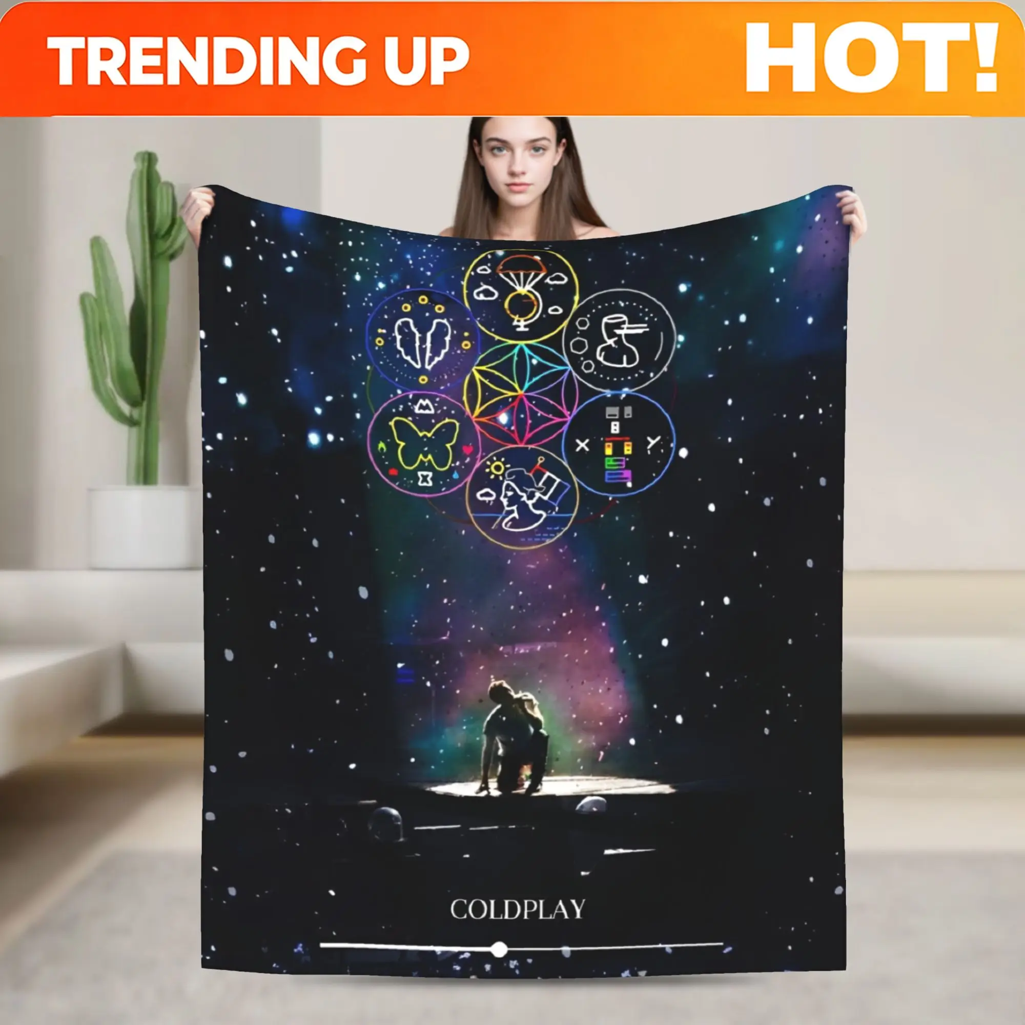 Customize Coldplayed 2025 Tour Head Full of Dreams Merch Blanket Super Soft Warm Throw Blanket for Couch 50x60 Inches Multi-size