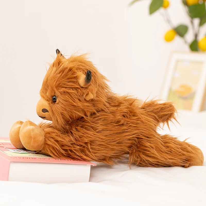 Highland Bull Knuffel Zacht Knuffeldier Pop Geschenken Gevoelige Positie Kawaii Vee Knuffelkussen Bankkussen Voor Thuis Decors
