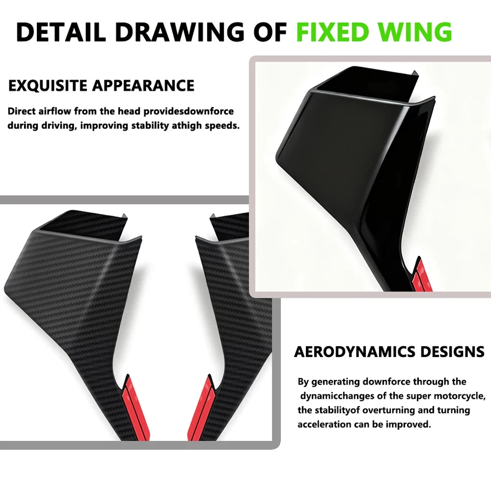For Kawasaki ZX-10R ZX10R 2022-2025 Winglet Spoiler Fairing Fixed