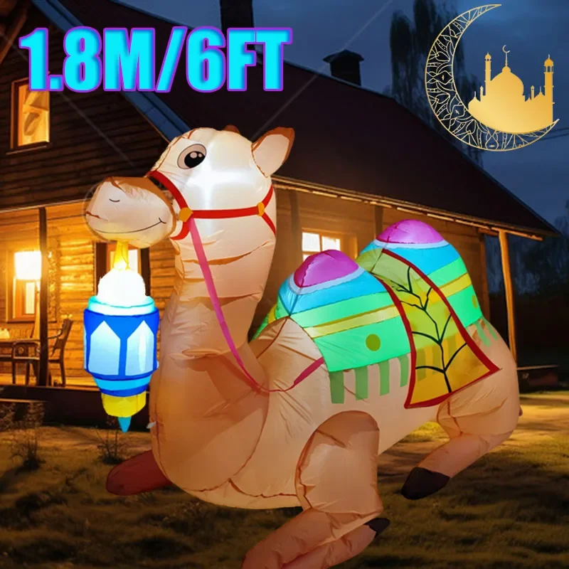 

6FT/1.8M Outdoor Holiday Ornament Middle East Ramadan Camel with Lamp LED Lights Eid Mubarak Decoration Garden Inflatable Model