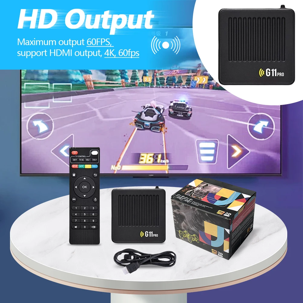 وحدة تحكم منزلية G11 Pro مدمجة في 10000+ صندوق ألعاب ريترو 4K مخرج متوافق مع HDMI مع لوحة ألعاب مزدوجة لاسلكية 2.4G