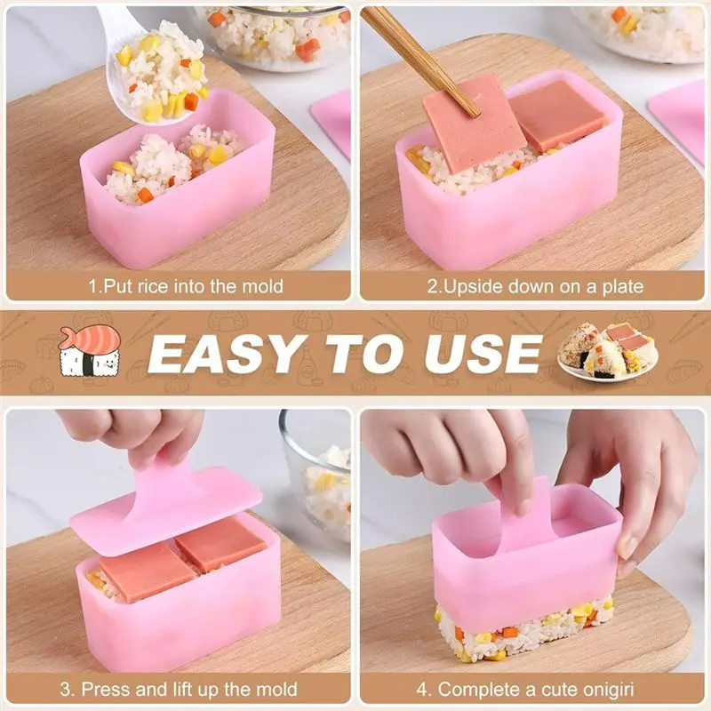 AEE8-3 Pack Onigiri Sushi Maker Mold Kit,Classic Triangle Rice Musubi Press Mold For Kid Lunch Bento, Home DIY