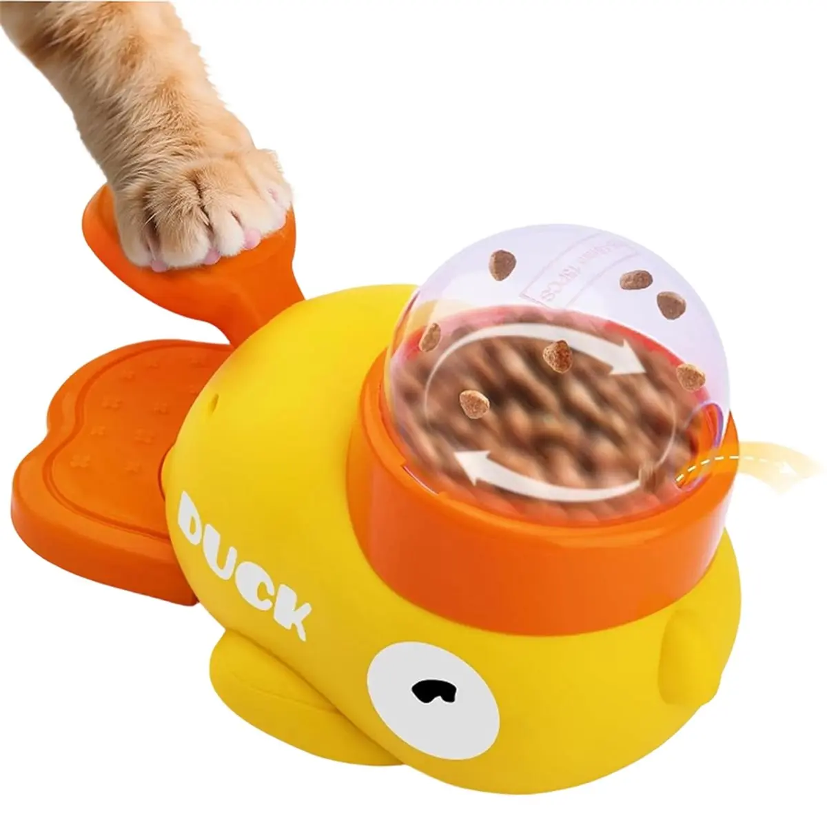A24I Cat Feeder, Duck-Shaped Cat Treat Dispenser, Interactive Slow Feeder, Push-Button Toy A