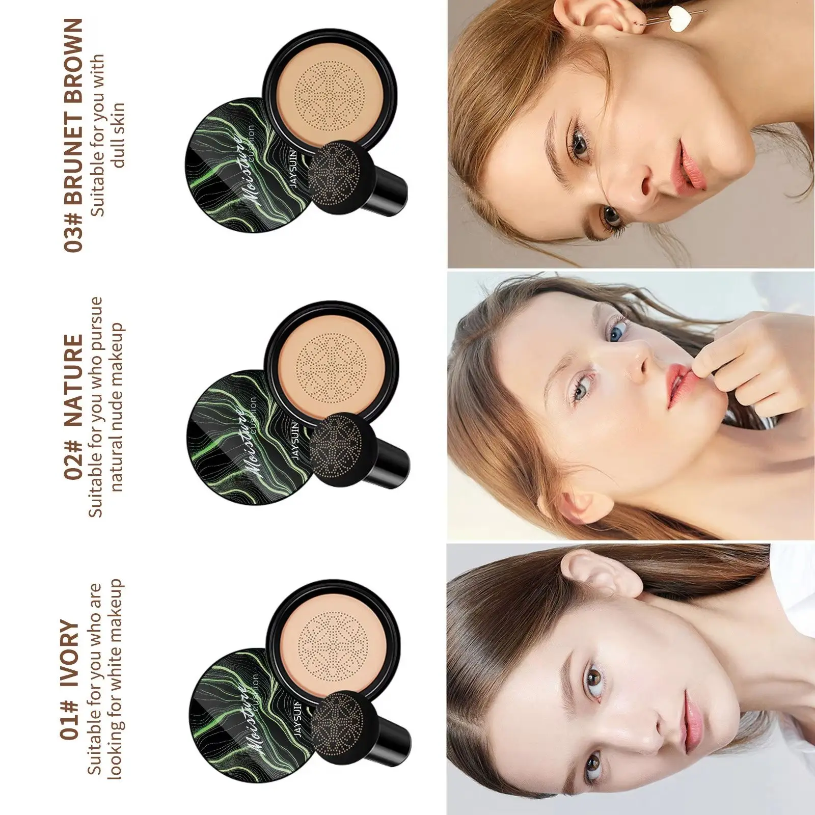 

CC Cream Face Foundation Mushroom Head Moisturize Air Cushion Concealer Waterproof Long Lasting Brightening Base Tone Bb Lotion