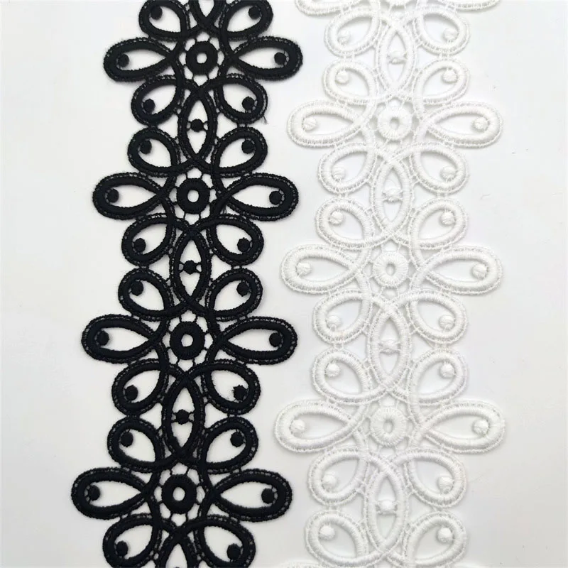 Black White Lace Appliques Embroidered Net Lace Fabric Trim Ribbons DIY Sewing Handmade Craft Materials