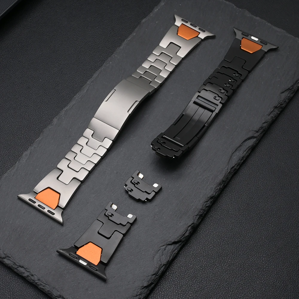Pulseira de aço inoxidável para apple watch band ultra 2 49mm pulseira de metal de luxo para iwatch série 10 9 8 7 6 5 4 se 46mm 45mm 44mm