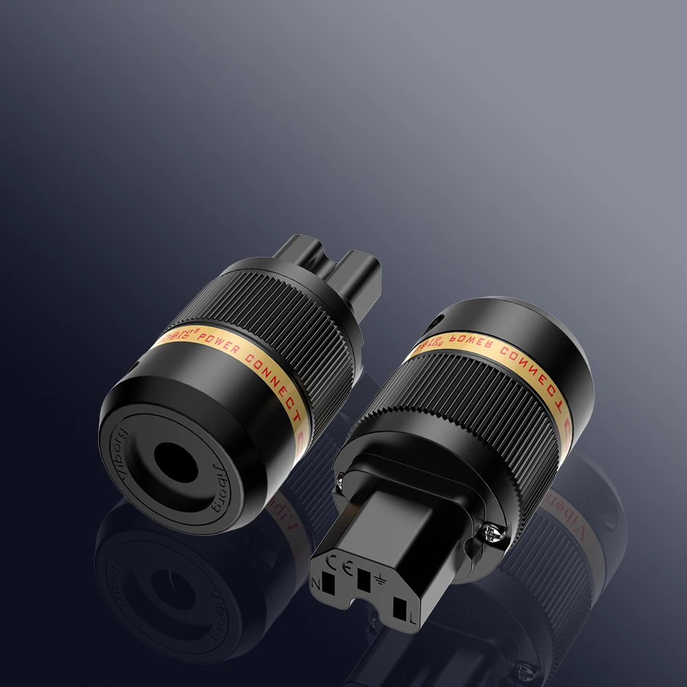 ViborgX1 pair VE501G+VF501G Pure Copper 24K Gold Plated EU Schuko Power Plug Connector for Hifi audio CD player AMP  Power Cabl