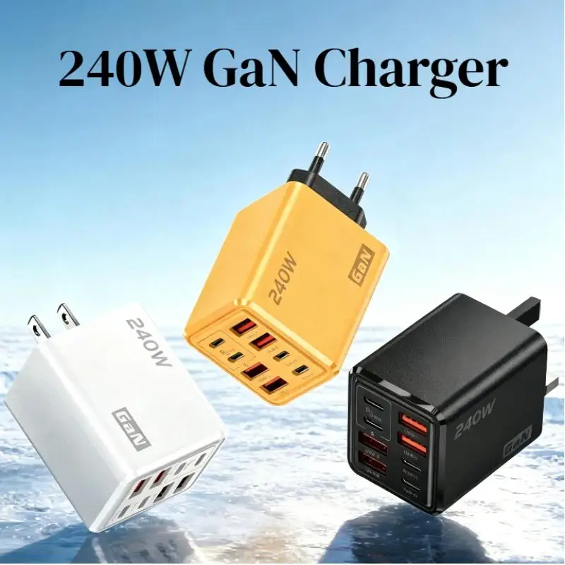 240W GaN USB C Charger 8-Port High Speed Charging Adapter Universal Portable Charger for Laptops Phones Gifts for Tech Lovers