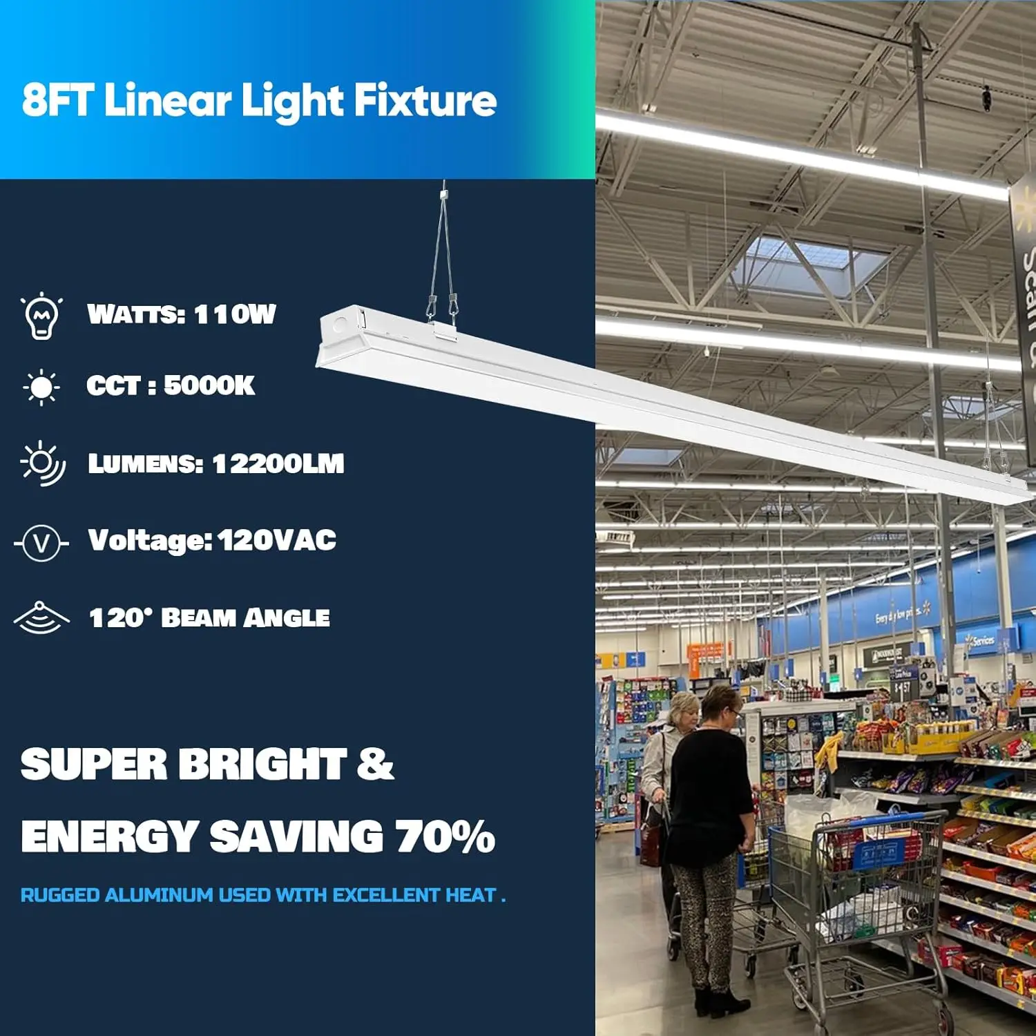 Shop Light Fixture,  LED Strip Light, 12200  ,  , 8 Foot LED Linear Lights,  led Lighting for Ga