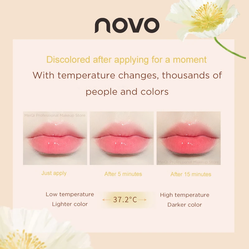 Flower Crystal Temperature Color Changing Lipstick Lip Plumper Oil Transparent Moisturizing Long Lasting Jelly Lip Balm Lip Care