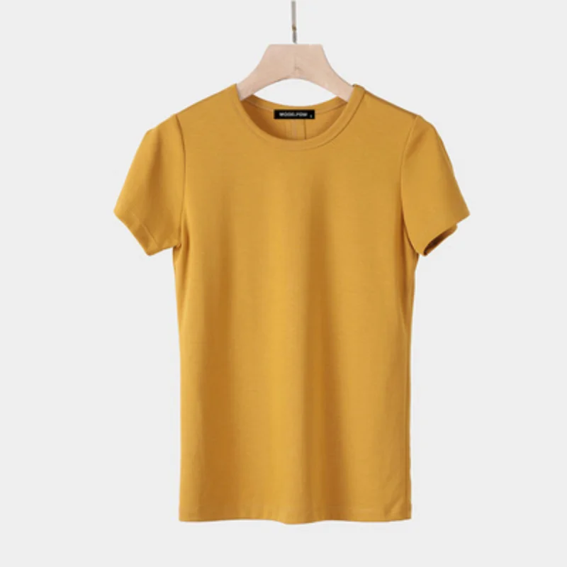 2023 Slimming Crew Neck Solid Color Short Sleeve Casual Loose T-shirts Women