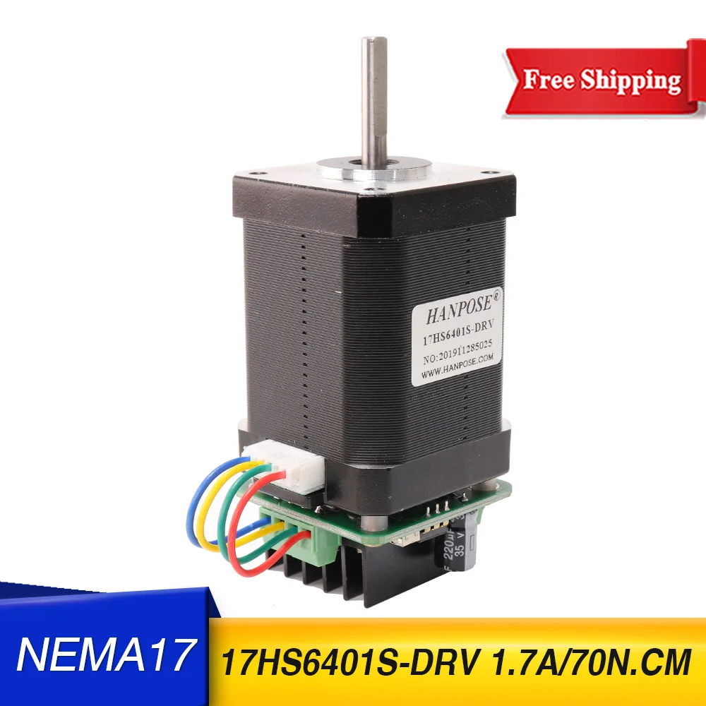 

Шаговый электродвигатель nema17 17HS6401S-DRV с высоким крутящим моментом, 70 Н. См, 1,7 А, 60 мм, 4-проводной шаговый электродвигатель NEMA17 с микродрайвером задней панели, 1 шт.