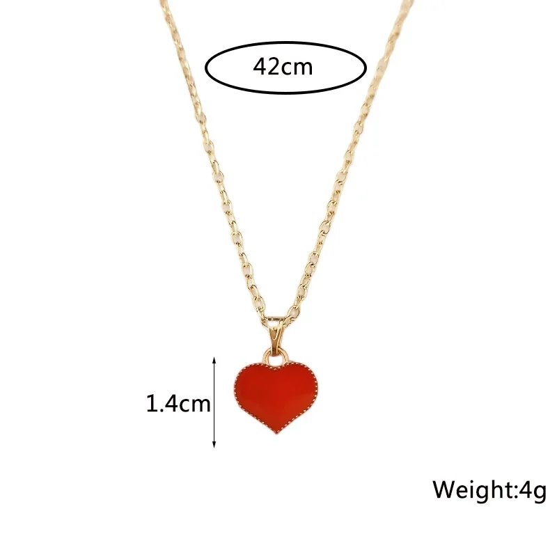 New Enamel Heart Pendants Necklaces for Women Black Red Love Drop Necklaces Gold Color Chain Necklaces Party Gifts collar