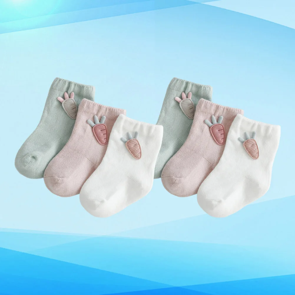 

3Pair Baby Socks Cotton Cartoon Non-Slip Soft Breathable Socks for Kids Spring Autumn Newborn Toddler Stockings