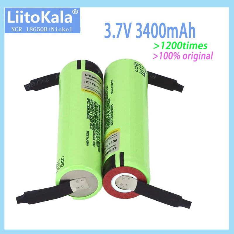 Liitoka genuine brand new 18650 NCR18650B rechargeable lithium-ion battery 3.7V 3400mAh battery DIY nickel sheet