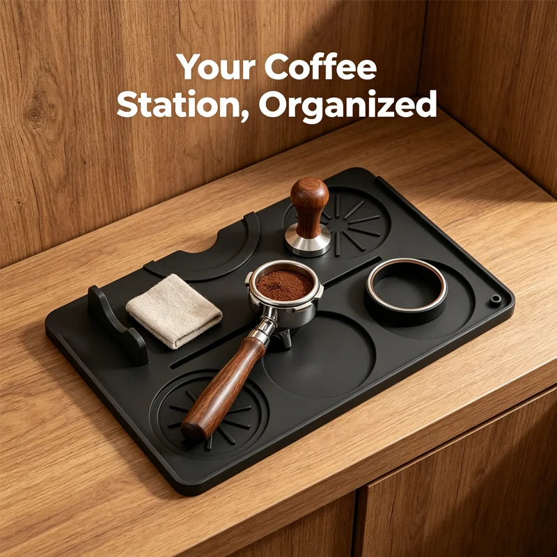 Coffee Tamper Mat Silicone Portafilter Mat for Espresso Machine Acceessories Waterproof Heat Resistant Easy to Clean Nonslip