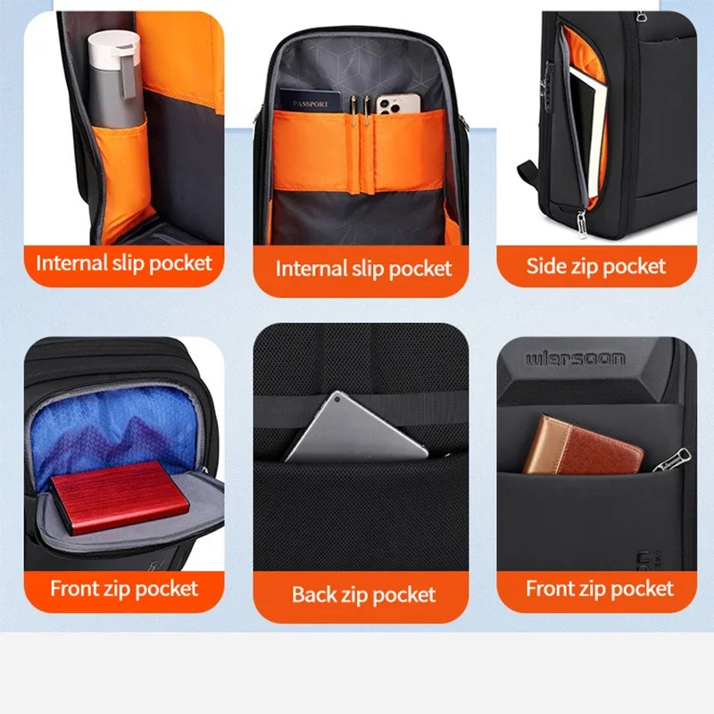 Imagem -04 - Mochila Multifuncional Impermeável para Laptop com Senha Bolsa Anti-roubo para Homens Negócios High-end High-end 14 15.6 17