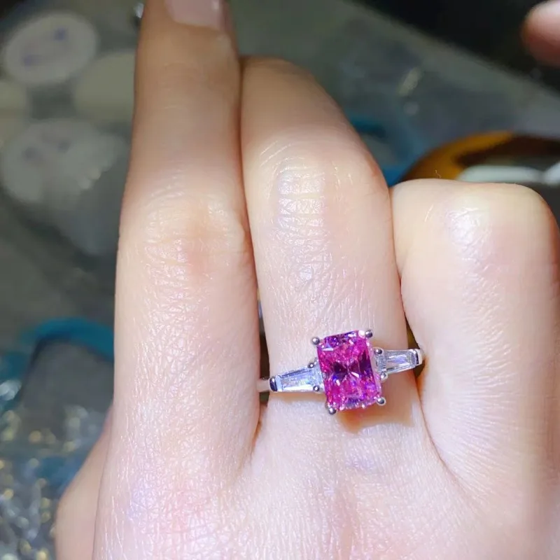 خاتم مويسانيتي للنساء من SACE GRA GRA ، فضة إسترليني ، خواتم ذهب أبيض عيار 18 قيراط ، مجوهرات راقية ، لون 1-2 قيراط