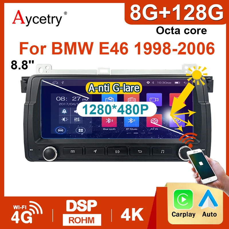 8G+128G 8.8'' Screen Carplay Android 12 Car Radio GPS For BMW 3 Series E46 M3 318/320/325/330/335 Auto Multimedia Player stereo