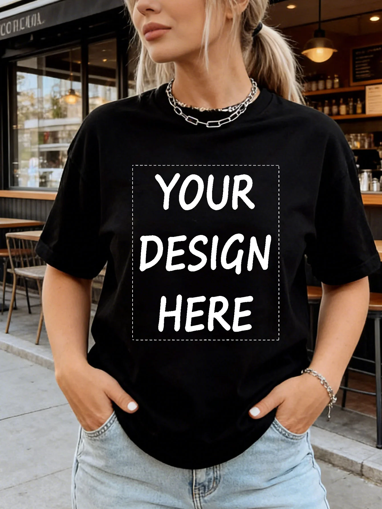 Custom Graphic Logo Basics T-Shirts Retro Loose Clothing Fashion O-Neck Short Sleeve Unisex Summer 100%cotton Personalized  tee