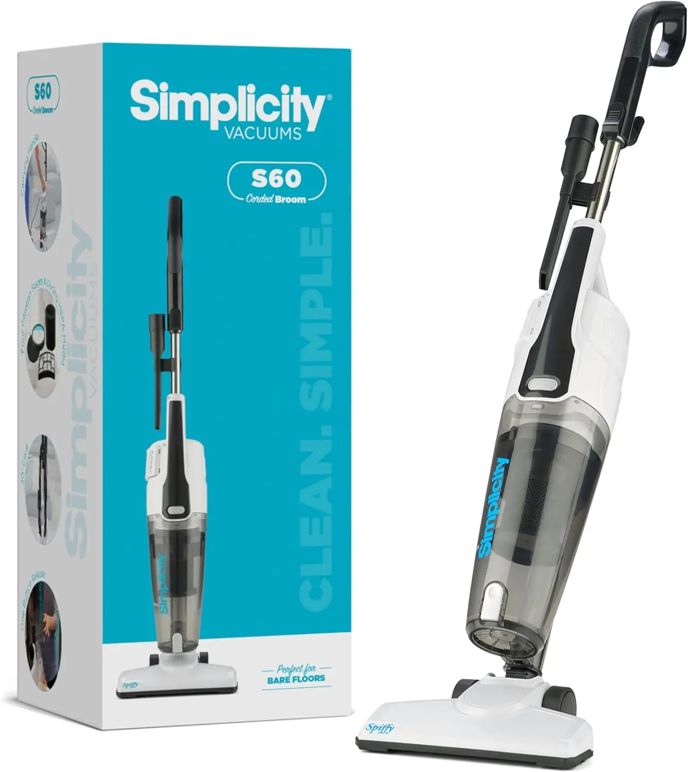 Corded Stick Vacuum Cleaner for Home, Bagless Vacuum with Two Speeds for Powerful Suction, Certified  Vac