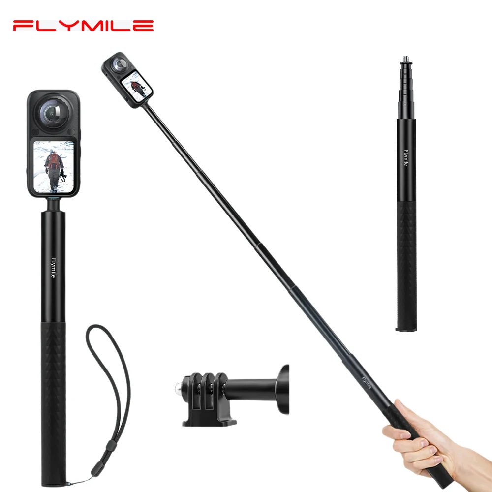 Flymile Selfie Stick for Insta360 X6/X5/DJI Action 5 Pro/GoPro/Osmo 360 Camera Accessories Extended Tripod Stand