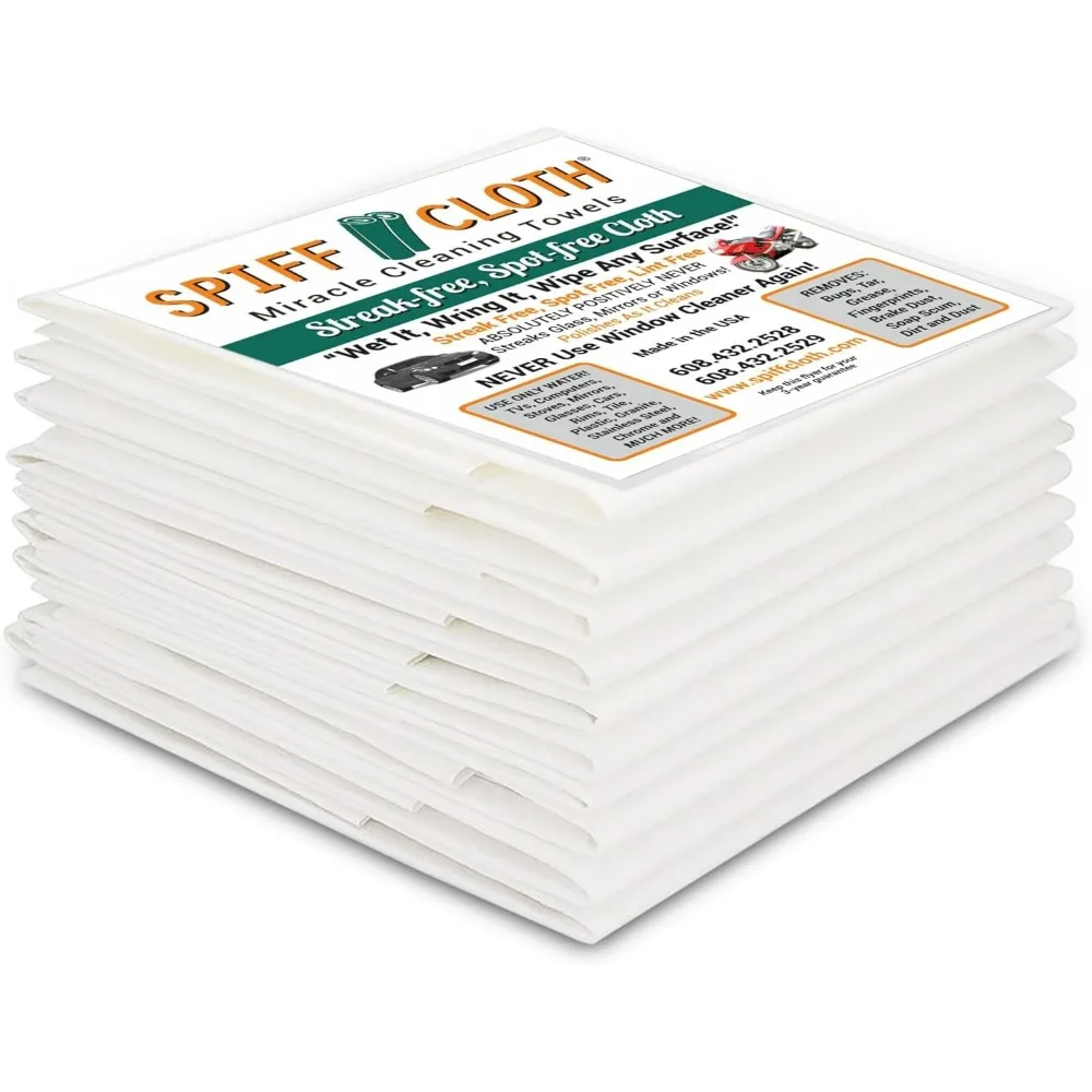 

10 Pack Streak Free Reusable Cleaning Cloths Chemical Free Washable Multi Purpose