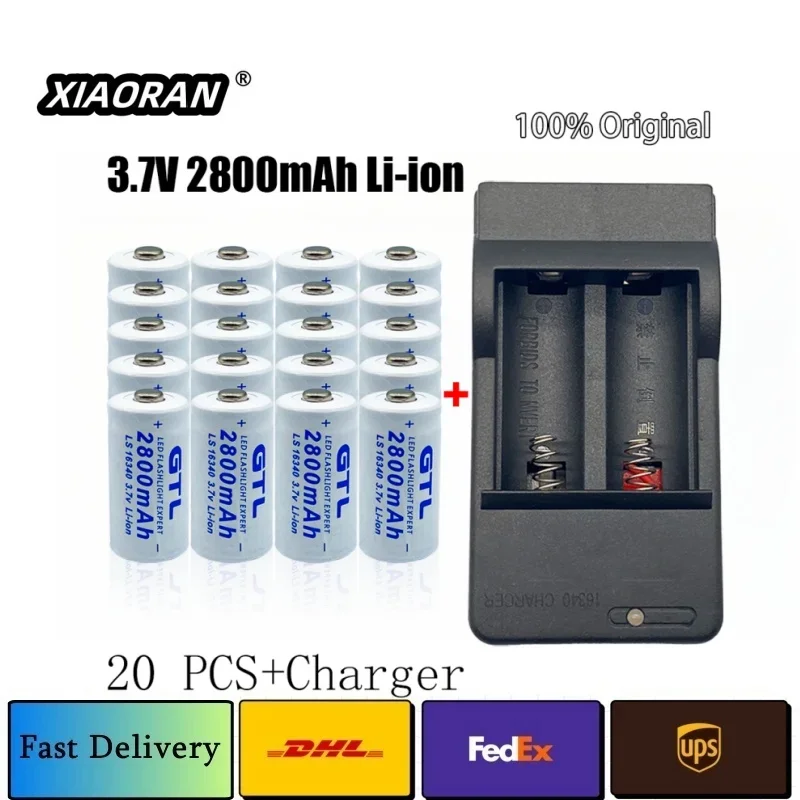 3.7V CR123 Li-ion Rechargeable Battery Charging Kit 2800mAh CR123A 16340 Battery For LED Flashlight Smoke alarm RC toy Batteries