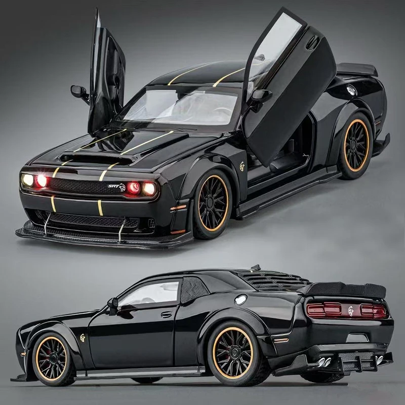 1/32 Dodge Challenger SRT Redeye Hellcat Legering Miniatuur Auto Model Schaalmodel Auto Diecast Metaal Geluid & Licht Kinderen speelgoed Auto