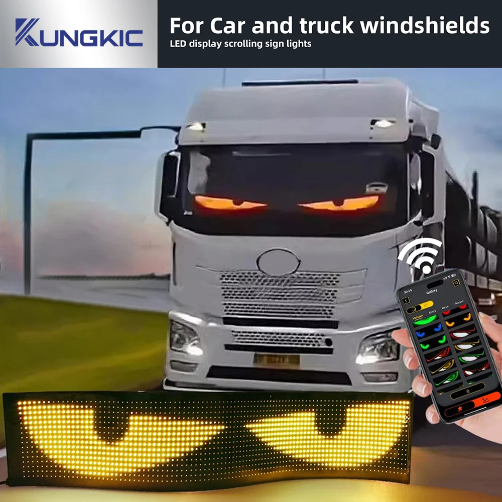 

KUNGKIC синхронизирует несколько фонарей Devil Eyes с Bluetooth-приложением, светодиодным дисплеем, прокручивающимся световым сигналом для лобового стекла автомобиля или грузовика