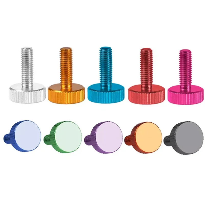 5Pcs Colorful Thumbscrews M2 M2.5 M4 M5 M6 Thread Length 4-25mm Flat Knurled Thumb Screws Aluminum Alloyl Hand Grip Knob Bolts