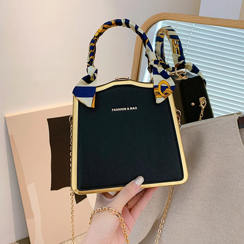 New Women Fashion Simple Leather Small Square Bag Crossbody Bag Versatile Single Shoulder Bag Multifunctional Purse Square Tote