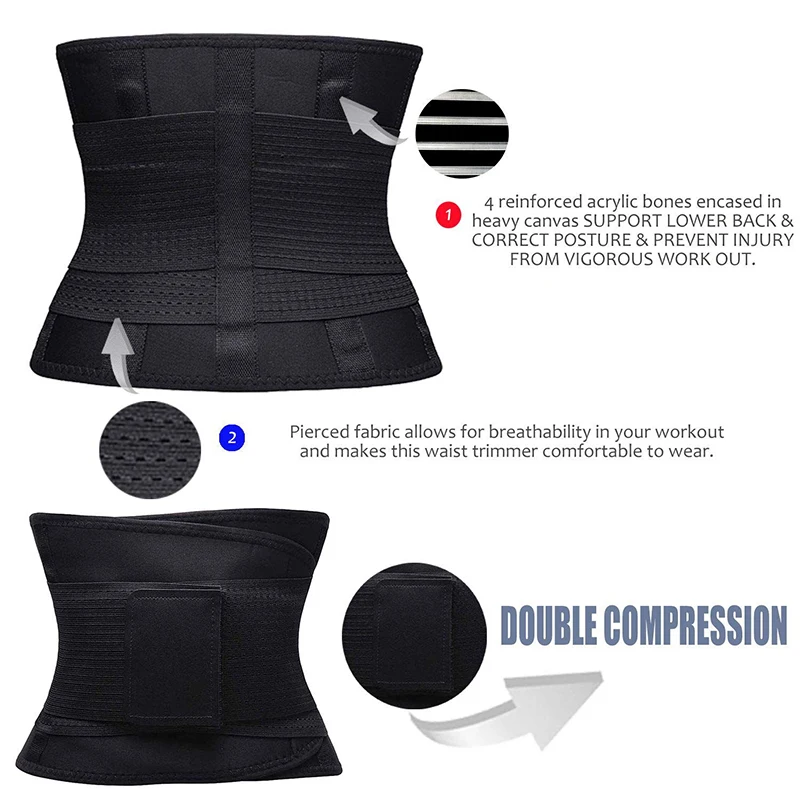 Waist Cincher Trimmer Men Waist Trainer Belt Back Support Wrap Fitness Gym Body Shaper Belt Slimming Belly Corset Workout Girdle