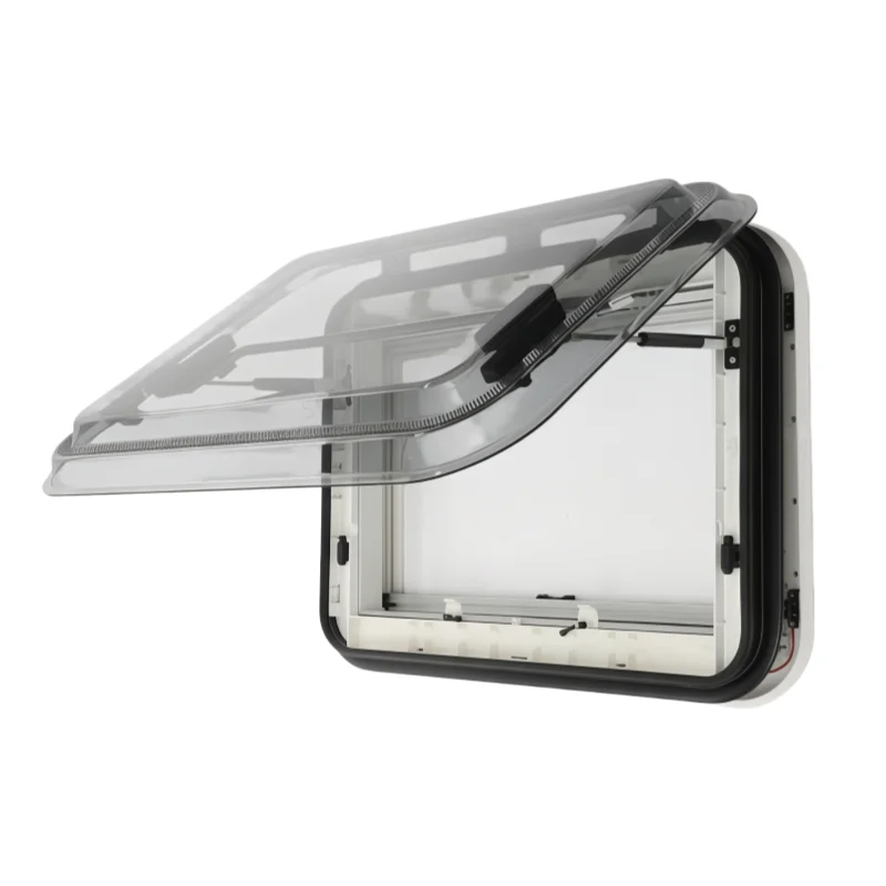 Durable RV Roof Window Double Glazing Acrylic Cover Integrated Curtain Flynet 800*500mm